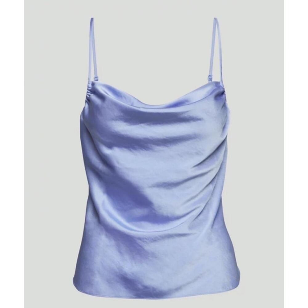 Aritzia Wilfred Allusion Satin Cowl Neck Cami 2XL Soft Iris EUC